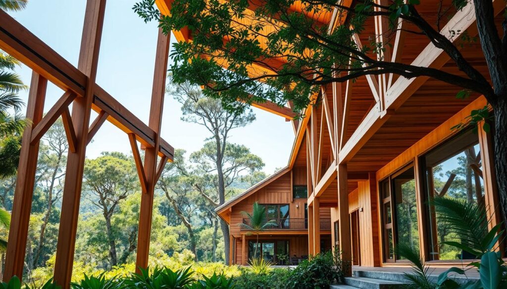 construção com madeira